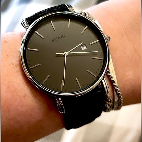 BUREI Black and Silver Men's Watch - Picture 1 of 2
